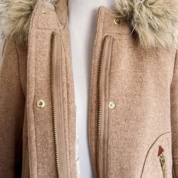 J. Crew Stadium Cloth Tan Wool Coat Jacket Womens Sz 8